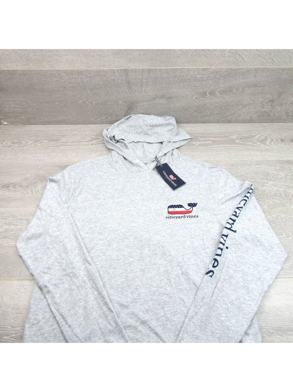 Vineyard Vines Graphic USA Hoodie Mens Size Small Grey Heather Long Sleeve NEW - Picture 4 of 13